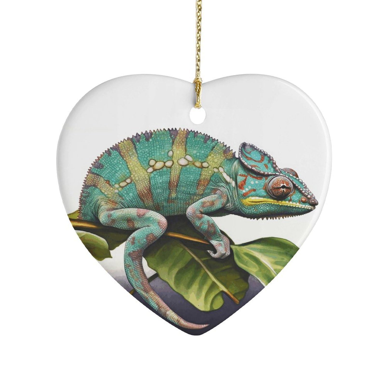 Chameleon Heart Ornament Precious Heart-Shaped Pendant Idea Ceramic Ornaments with Gold String Personalized Heart Shaped Decoration for Outdoor Party Love