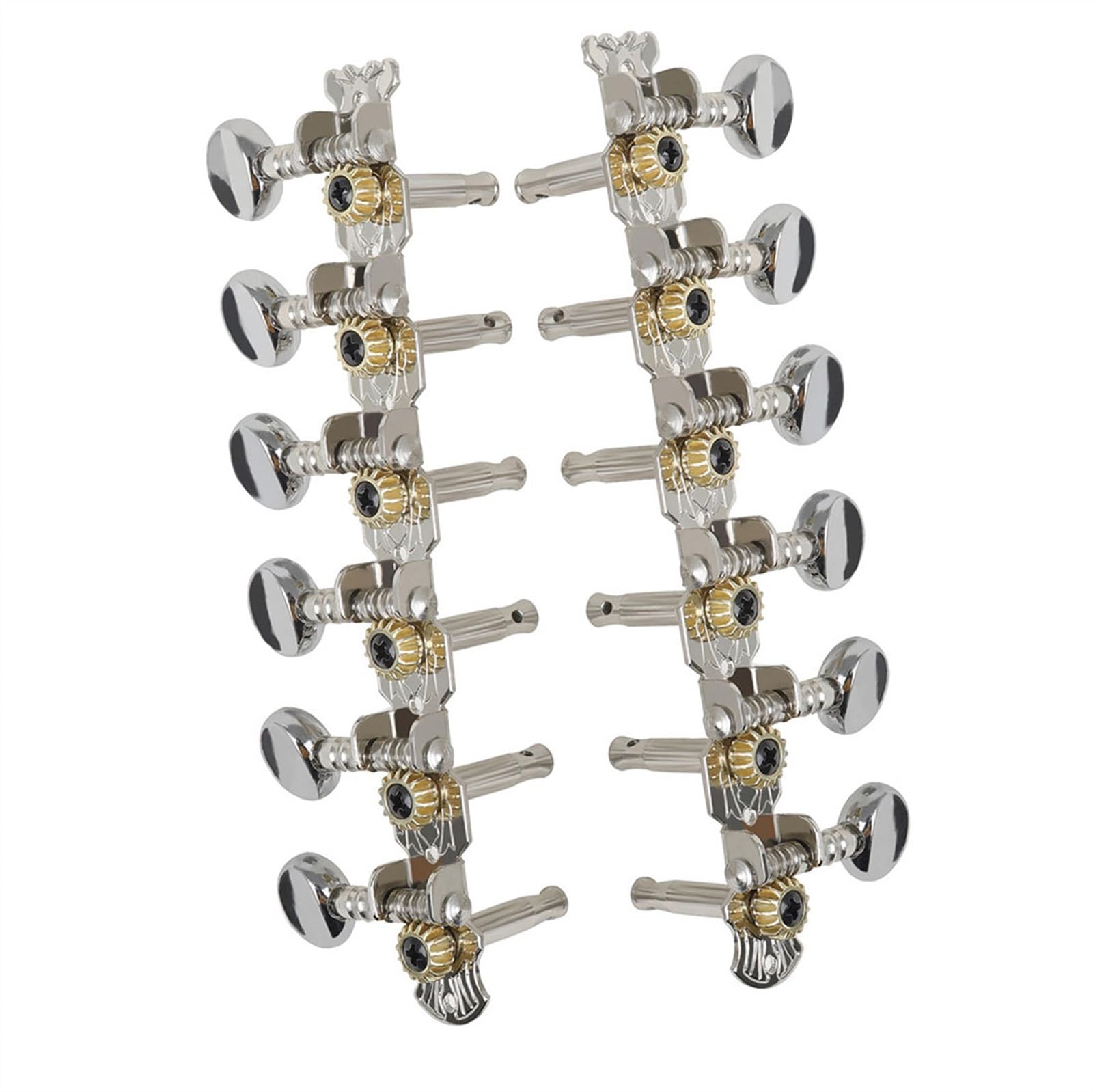 Gitarren Tuning Stecker Set 6-gliedrige Stimmschlüsselschraube Für 12-saitige Folk-Gitarre Runder Kopf Stahlsäule Wirbel Stimmknopf Gitarrenzubehör