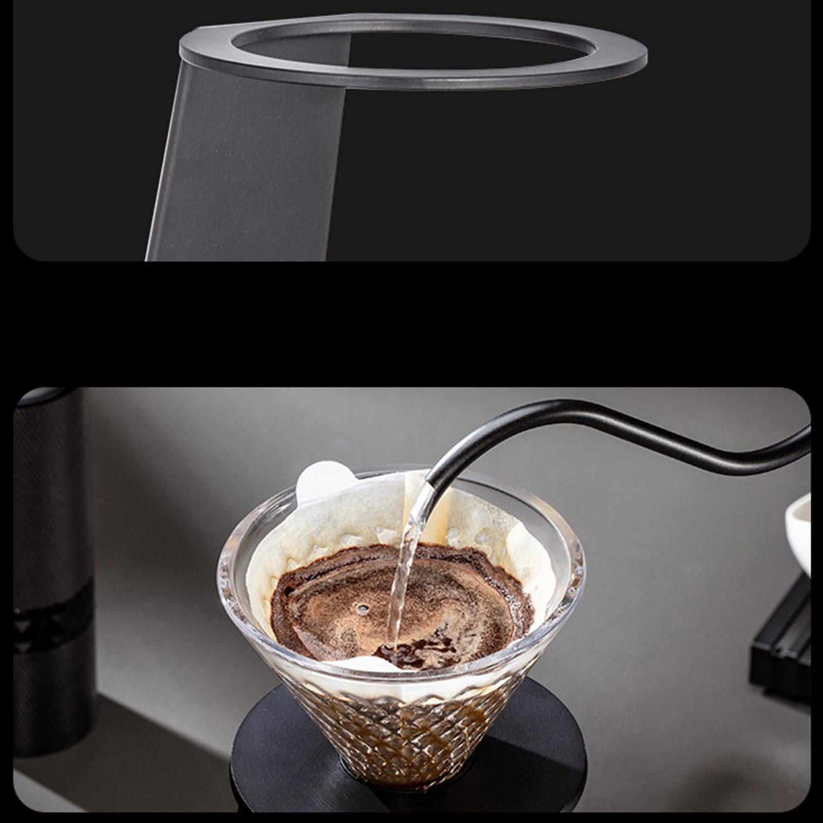 Generisch Filterkegelständer, komplett mit Glasserver, Kaffeemaschine mit Ständer und Klarglaskannen, ästhetisches Kaffeezubehör Set