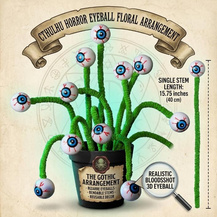 8Pcs Vintage Halloween Eyeball Picks, Bendable Fake Eyeball Flower Decor