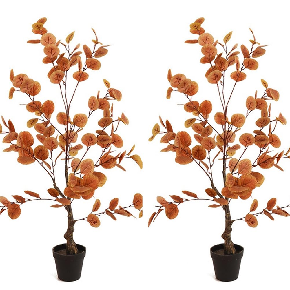 Zstar 2 Piezas 90 Cm 2 Unidades De Eucalipto Artificial Grande, 90 Cm, Plantas Artificiales, Árbol De Ficus En Maceta, Planta De Interior Grande, Árbol Artificial En Maceta, Planta Realista Para Salón, Dormitorio,