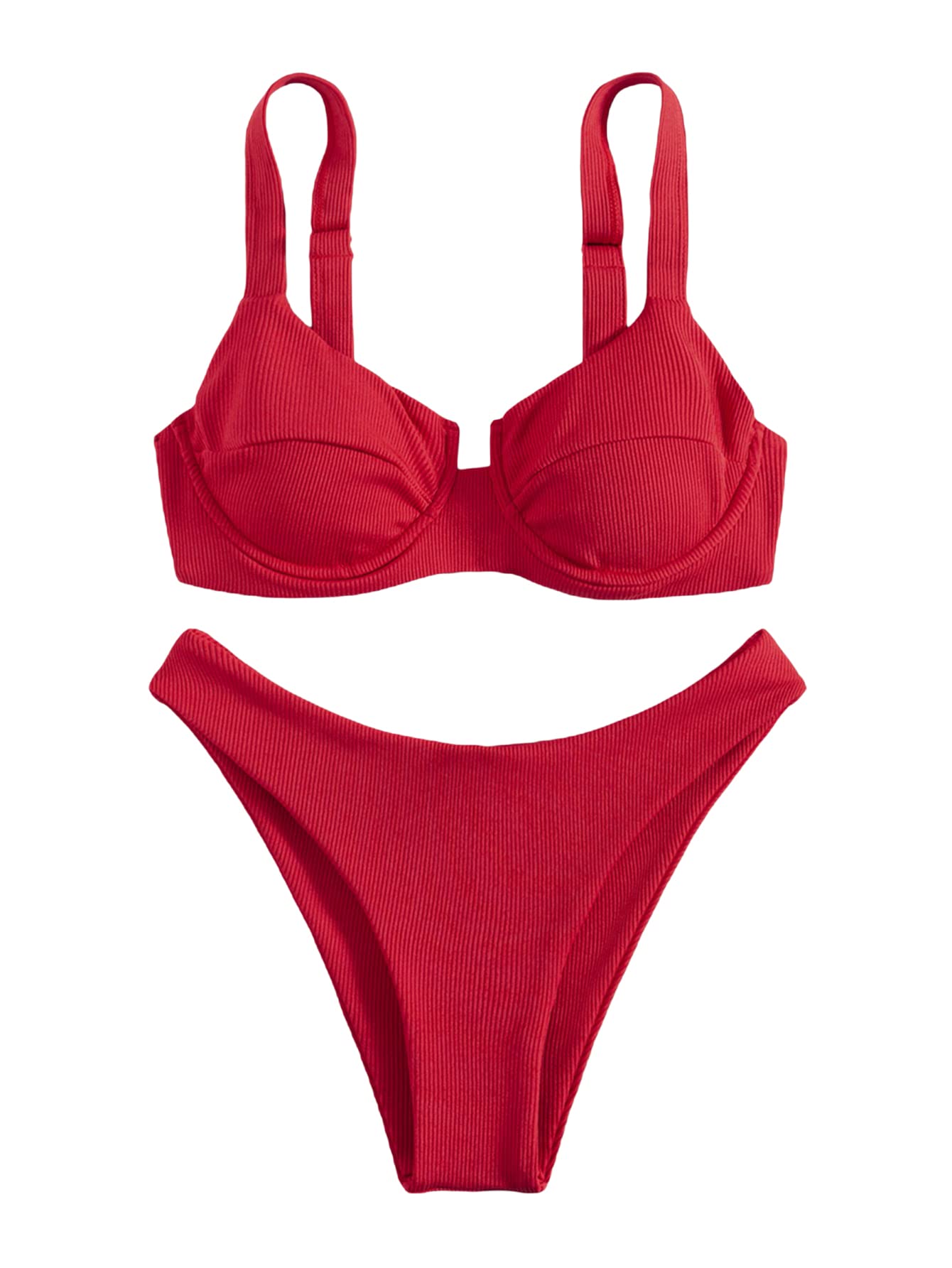 Buy Women's Two Piece Swimsuit Tie Back Wireless Bikini Set High Cut