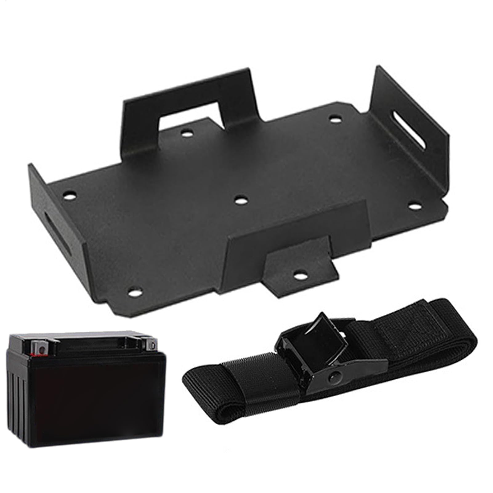 Battery Mounting Tray – Power Base, Clamp Box | Small Battery Holder with Strap for Boat Deck Jetskii Motorcycle Generator ATV Secure Fixing Kit Marine Hardware Outdoor Power Equipment Mount