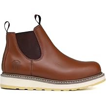HANDPOINT Mens Chelsea Double Gore Pull-On Soft Toe Work Boots - Brown 84985