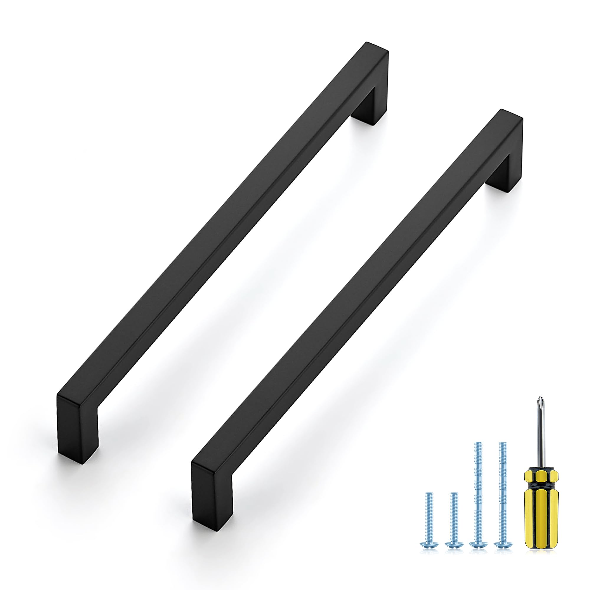 Ravinte Matte Black Square Pulls Cabinet Handles,8-4/5 Inch,5 Pack