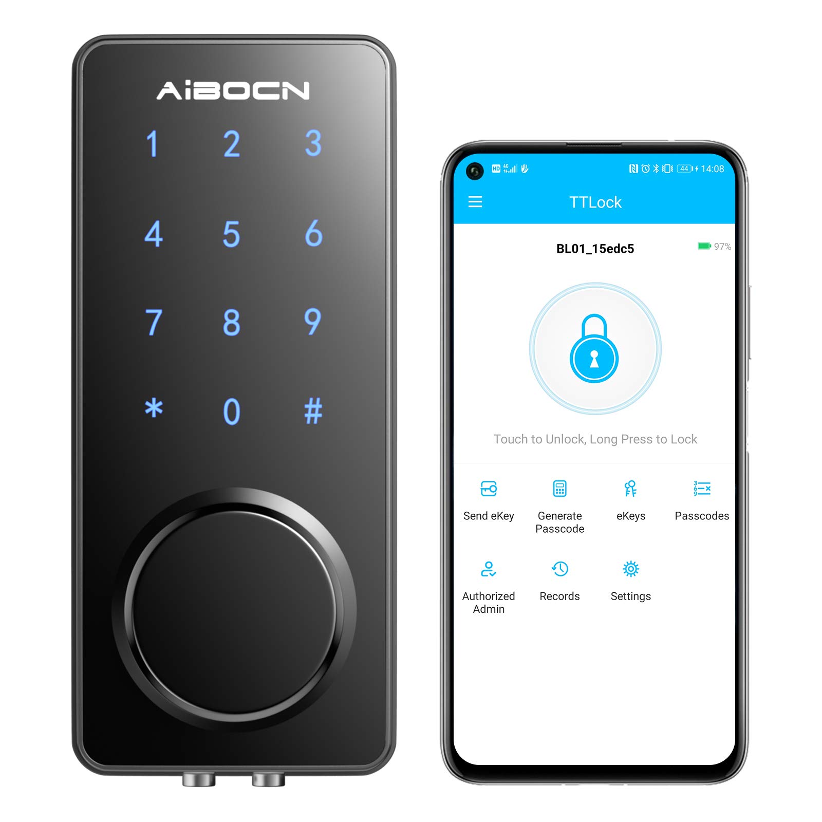Aibocn Smart Lock, Keyless Entry Door Lock, Bluetooth Deadbolt Lock