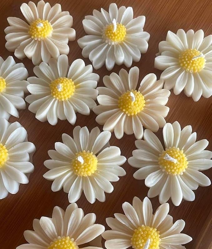 Scented Daisy Candle Handcrafted Floral Soy Wax Candles, Aromatherapy, Decorative Design, Eco-Friendly, Ideal for Home Decor, Weddings, or Gifts, Magical Shades (Pack of 5)