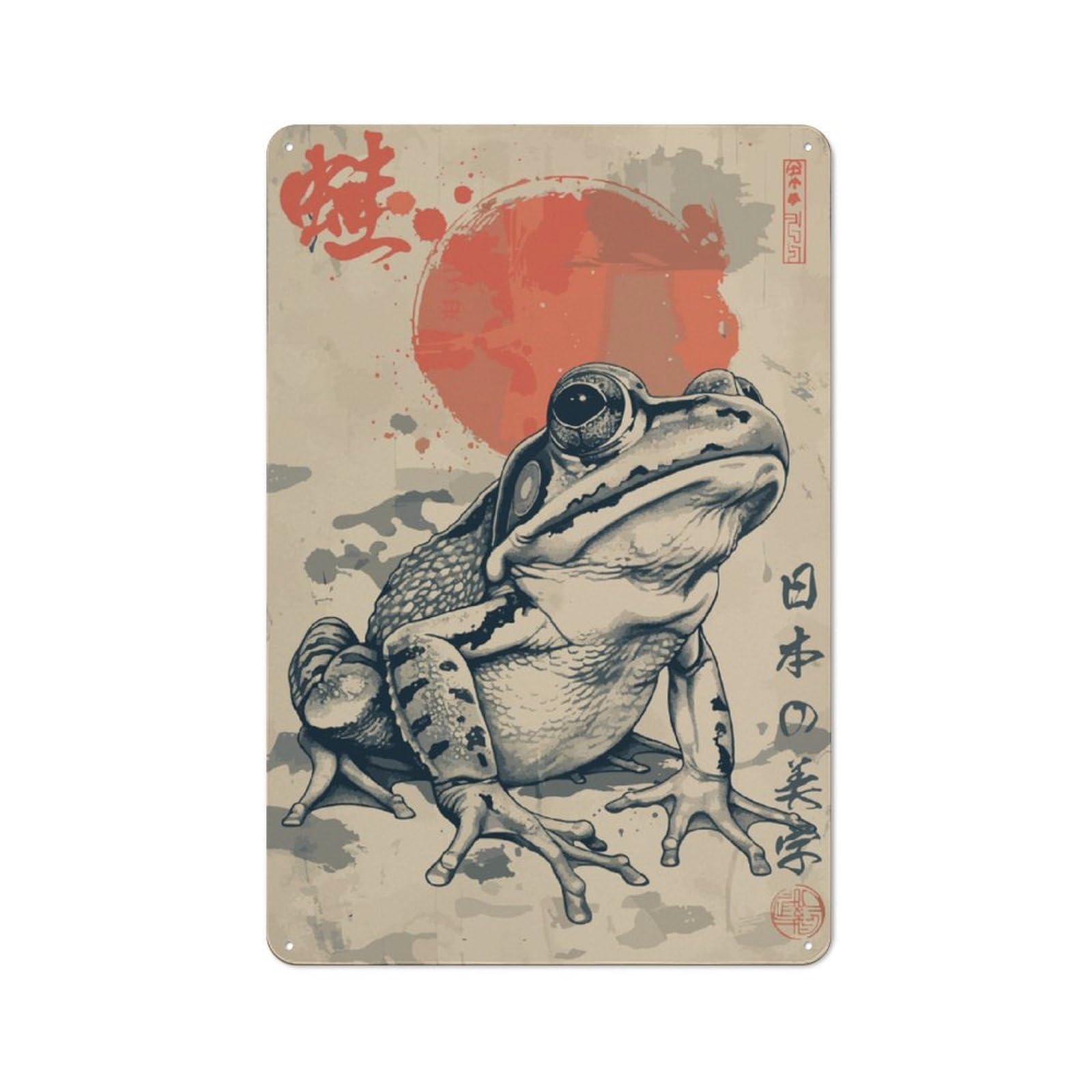 Junmoney Japanese Cottagecore Frog Garden Style Tin Sign 30X20cm Featuring Shed Wall Decor For Patio Bar, Workshop, Shed Or Kitchen