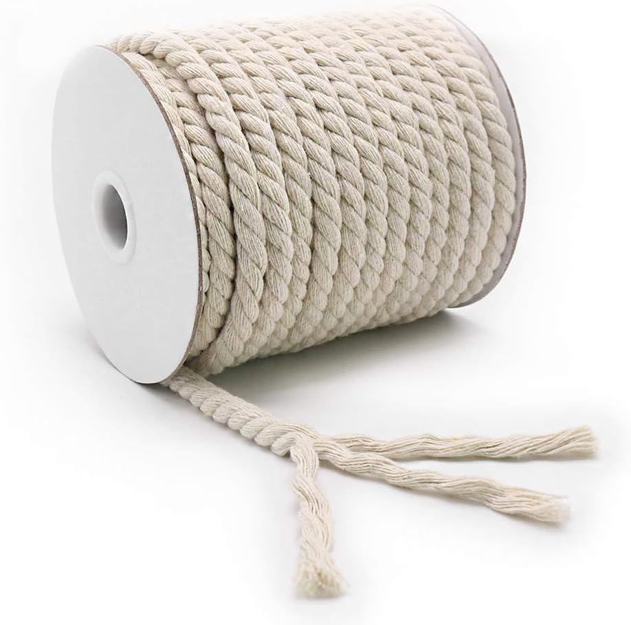 Vivifying 20 Yards 8mm Macrame Cord, Strong Cotton Macrame String for DIY Crafts, Gifts