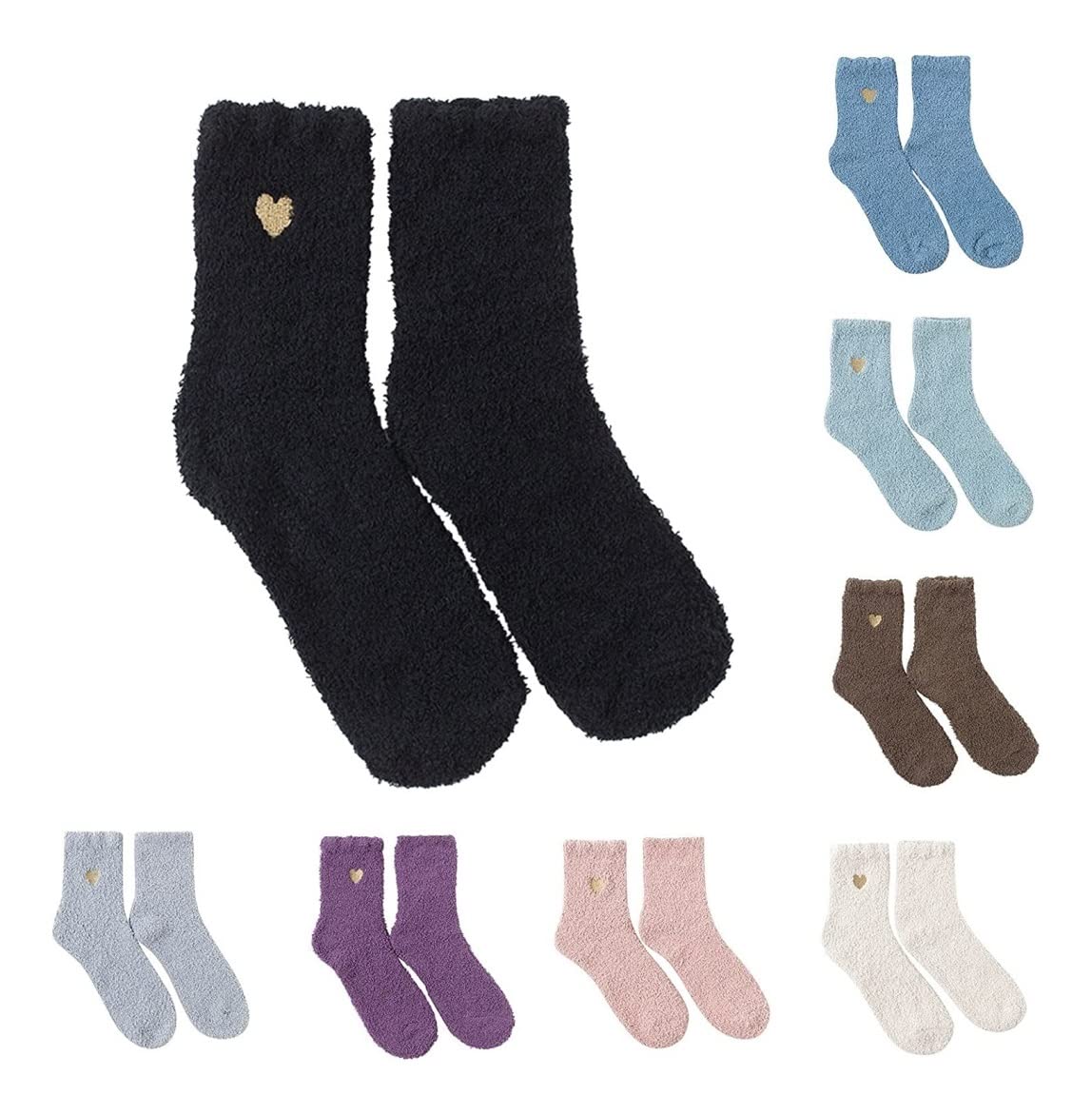Skarpetki Oddychające 12 Par Zimowych Skarpet Termicznych Women Love Heart Pattern Fluffy Super Soft Warm Antypoślizgowe