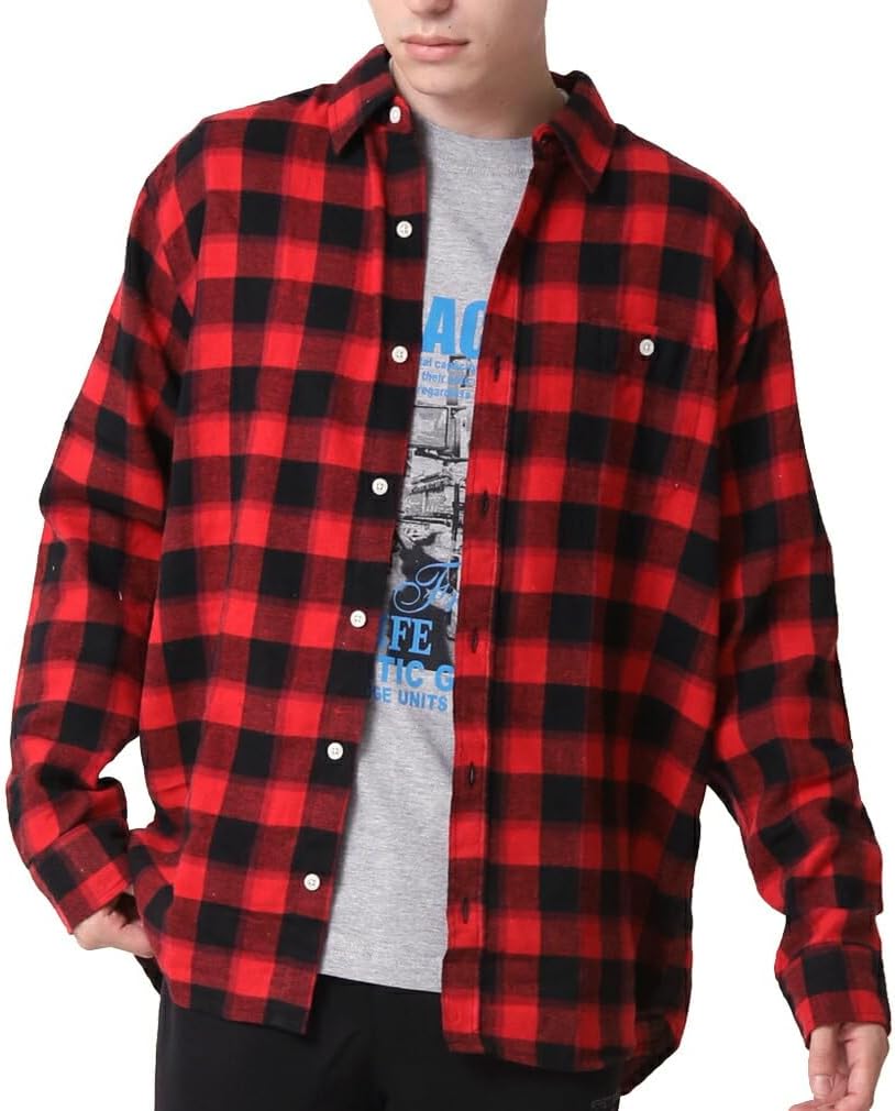 Amazon.co.jp: [アーケード] ネルシャツ メンズ カジュアル 長袖