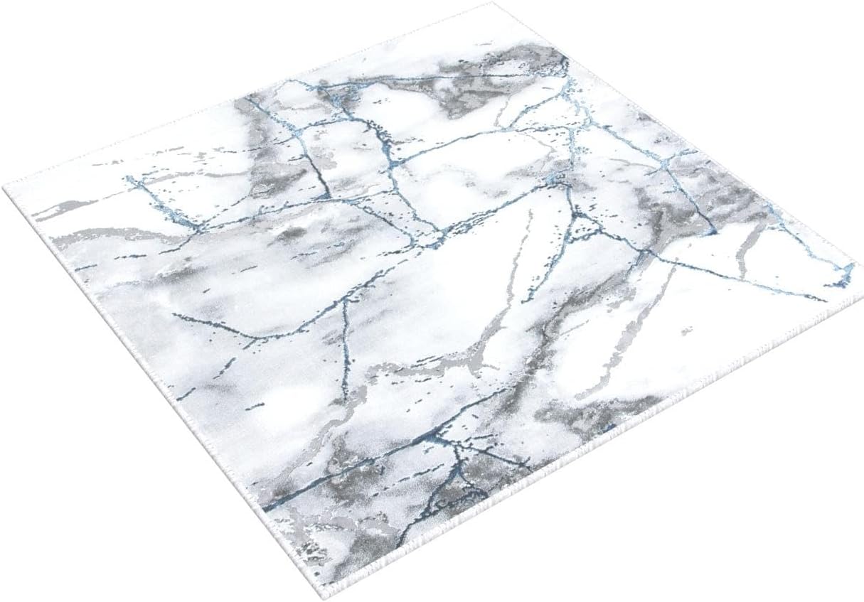 Sapphire Swirl 6'7" Square Synthetic Easy-Care Area Rug
