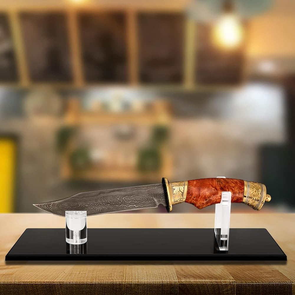 Kcvzitrds 1Pcs Couteau Stand D'Affichage Fixe Support De Couteau De Bureau En Acrylique Support De Couteau Simple Pour La Décoration Intérieure (Base Noire