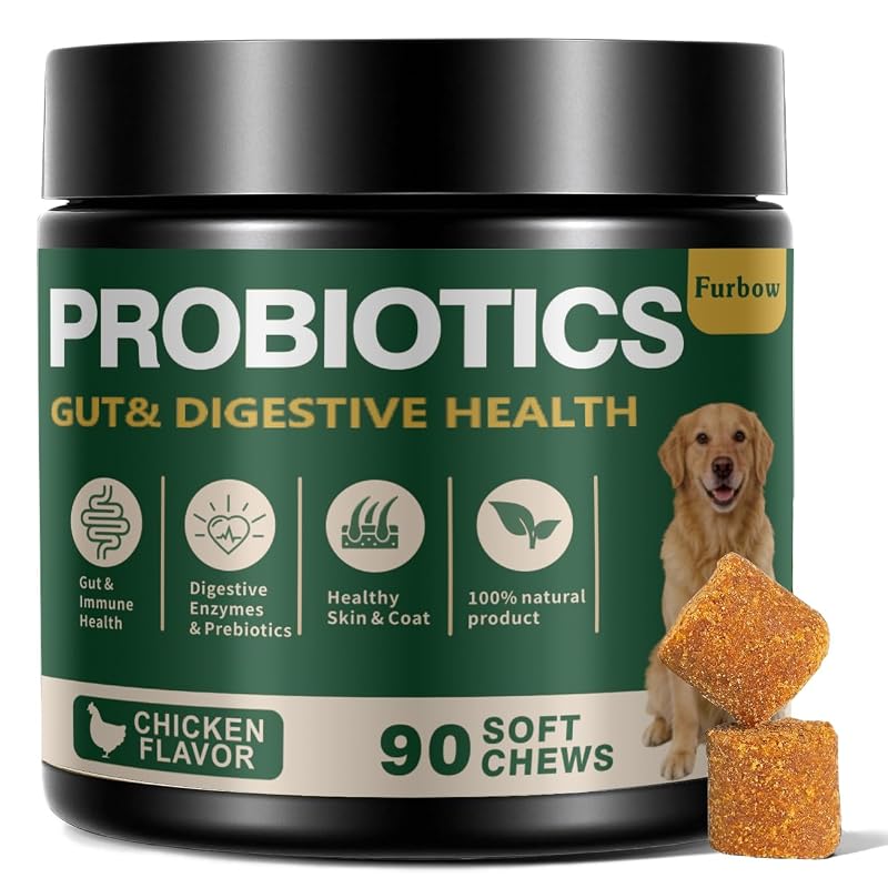Probiótico para Cães Furbow com Enzimas, Prebióticos e Ômega 3 Sabor Frango, 90 unidades