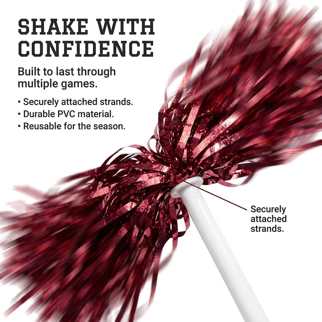 Anderson's Metallic Maroon Foil Textured School Spirit Shakers- Pack of 10 image 5