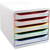 Exacompta 309913D Cassettiera BIG-BOX PLUS BLACK OFFICE, 5 cassetti aperti per formato fino a 24x32cm