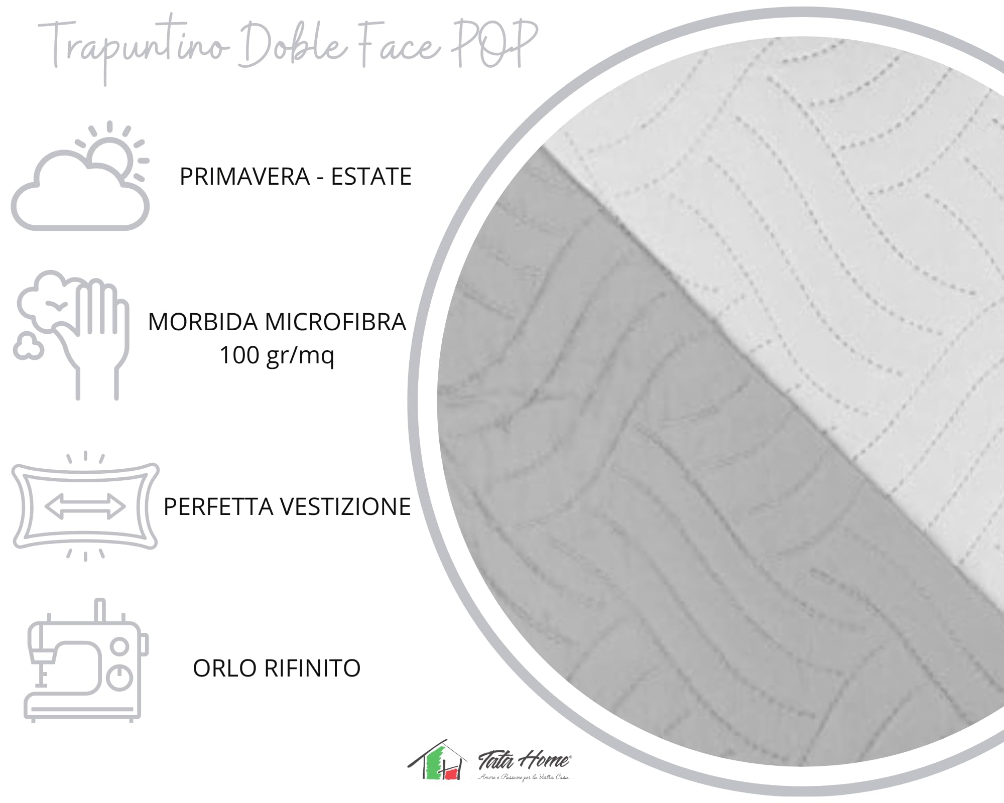 Tata Home Trapuntino Primaverile Double Face 260x270 Cm – Copriletto Imbottito In Microfibra Con Ecopiuma 100g/mq (Bordeaux-Panna, Lavabile A 30°C)