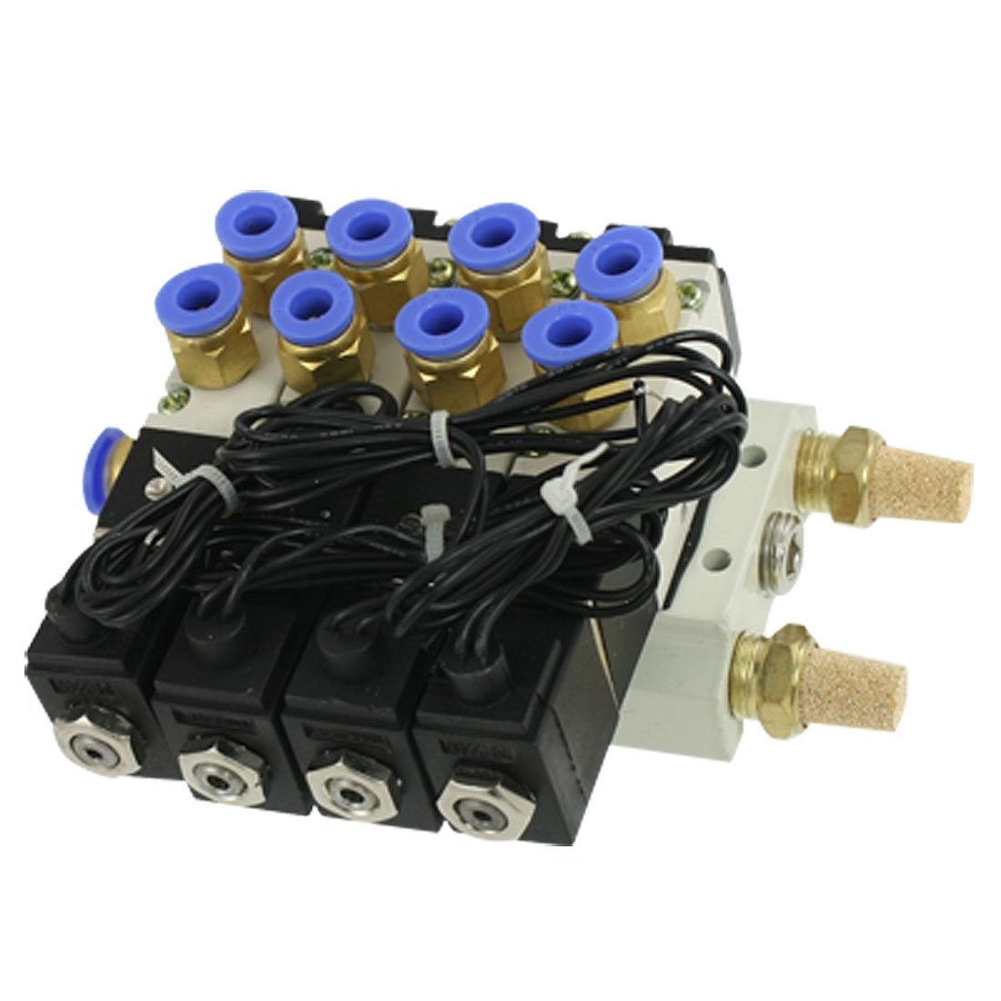 Électrovanne quadruple 4V110-06 AC 220V avec silencieux et raccords 6mm