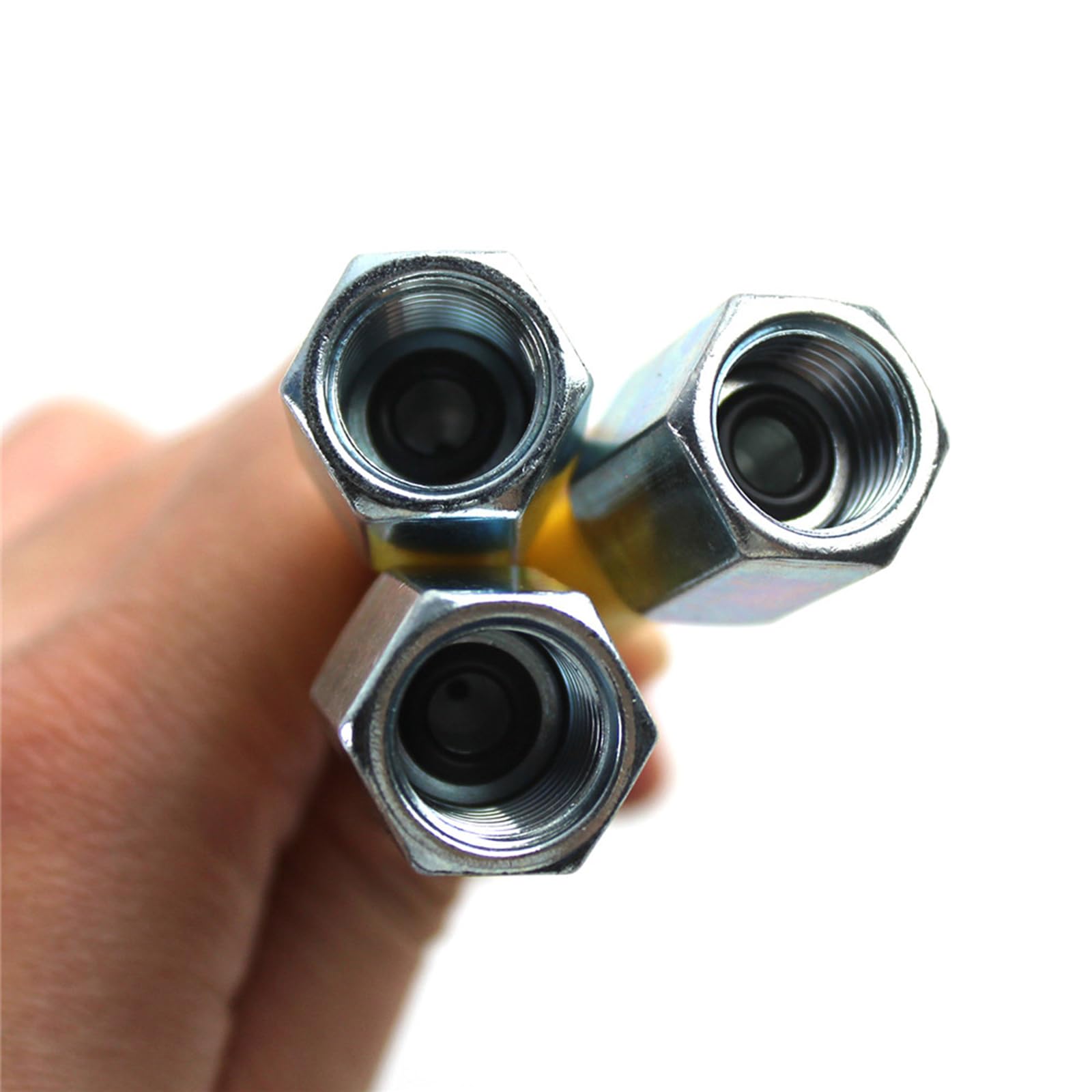 Kit manometro per prova di pressione idraulica con 4 manometri 10/25/40/60 Mpa, 9 raccordi e 3 tubi flessibili di prova lunghi 150 cm, strumento diagnostico del manometro per escavatori, con custodi