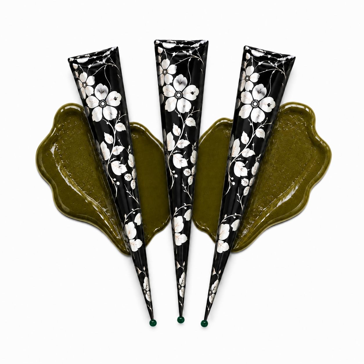 Henna Cones 100% Natural for Hair Henna Color |Ready to Use Henna Leaves Paste | Rich Reddish Brown |Pack of 3 Hena BLACK Flora