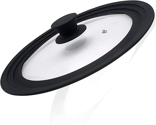 Miniatura 9 de Tapa universal para ollas, sartenes y sartenes de vidrio templado con borde de silicona resistente al calor y mango resistente al calor para