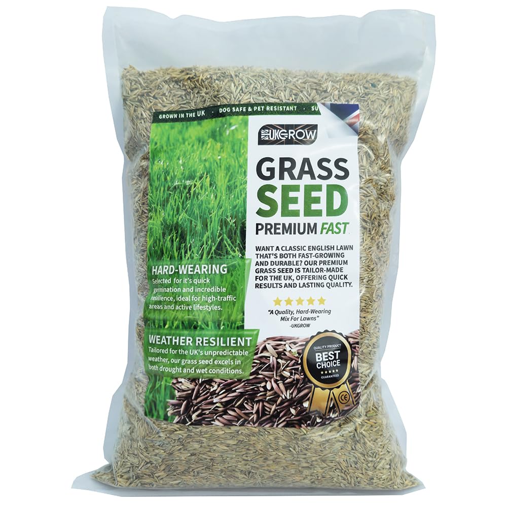 UKGROW QuickStart Grass Seed - 2L Magic Bag for Lush, Green, Family-Friendly Lawns - Fast Germinating, Eco-Conscious & Pet-Safe Formula