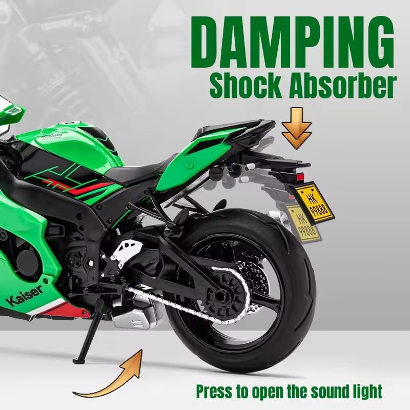 Image of 1:12 Scale Ninja ZX-10R Style Diecast Motorcycle Model Realistic Toy Bike with Movable Parts & Kickstand - Collectible Gift for Bike Enthusiasts & Kids