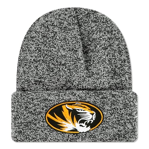 Legacy NCAA Officially Licensed Ribbed Knit Cuff Beanie, Missouri Tigers, Unisex, Black Marled, One Size Fits Most