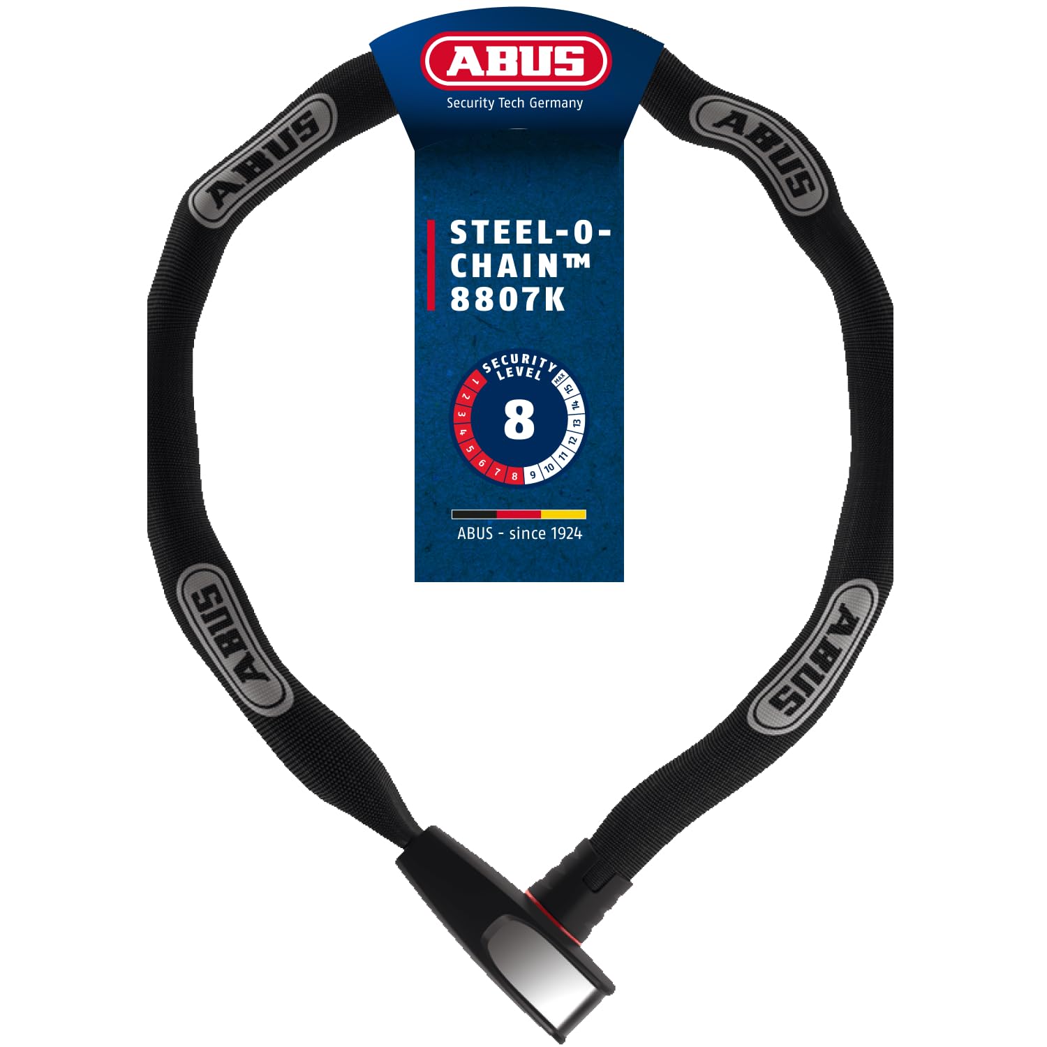 abus ketten fahrradschloss Kettenschloss Steel-O-Chain 8807K – Flexibles aus gehärtetem Stahl – ABUS-Sicherheitslevel 8-85 cm Taufe Stell dir vor, ALLE Farbe:weiß