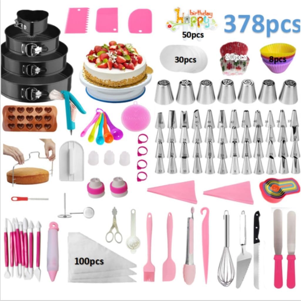 Baking Tool Set 378 Piece Cake Turntable Set Flower Mouth Set Baking Plate Scraper Set