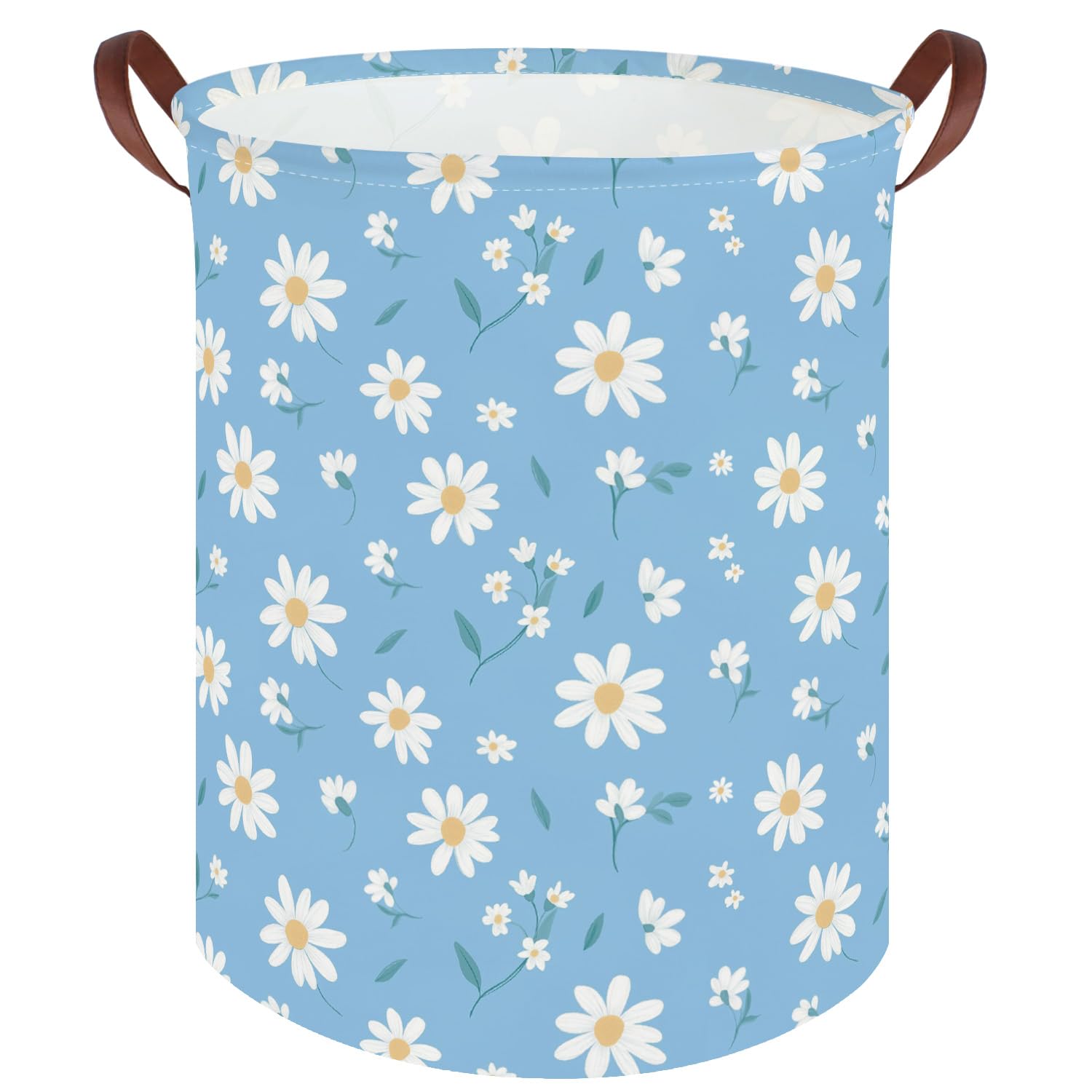 Daisy hamper,Blue flower Laundry Basket,Baby Nursery Hamper,Waterproof foldable girls toy storage box,Dirty Clothes Hampers,Flower house decor(Daisy)