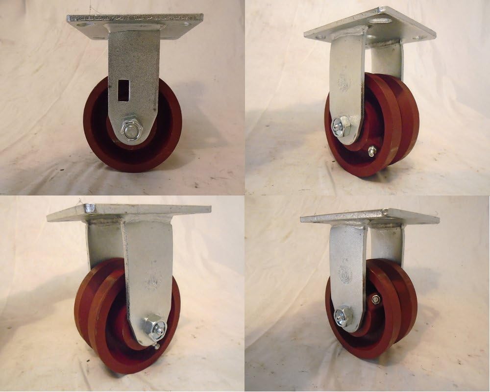 4 X 2 Rigid Caster 7/8 V-groove Ductile Steel Wheel 1500 Lbs Each (4)