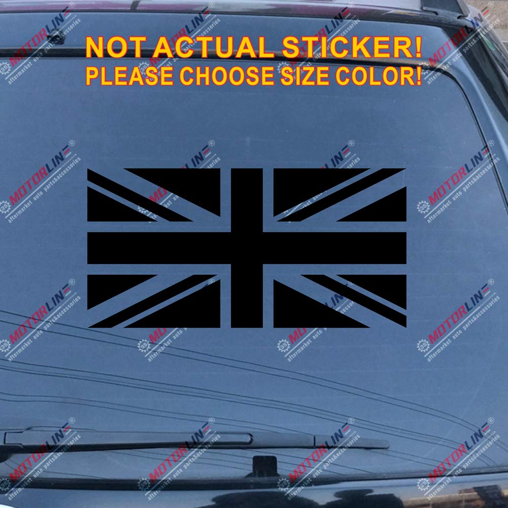 Flag of UK United Kingdom Decal Sticker Union Jack Car Vinyl Pick Size Color die Cut no bkgrd b (Black, 4'' (10.2cm))