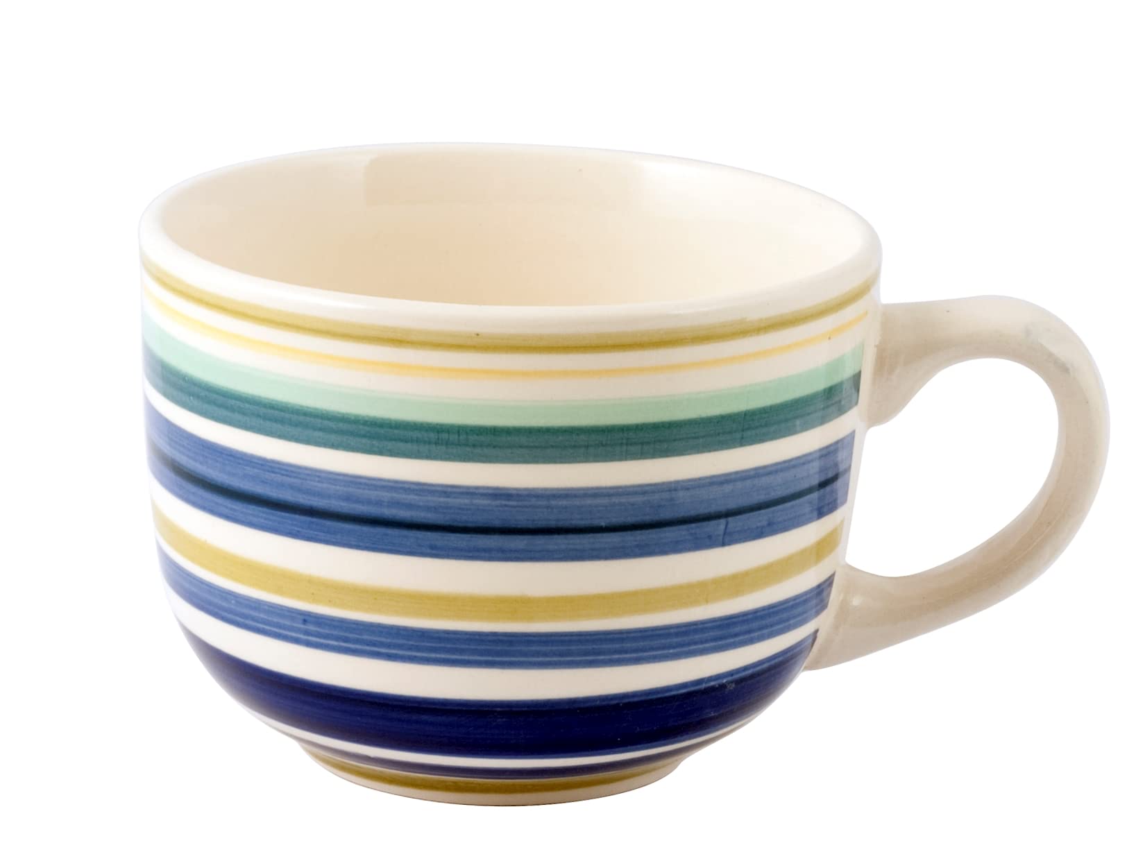 Home, Set mit 6 Frühstückstassen aus Steingut, 100 Streifen, ohne Untertasse, 530 ml, spülmaschinenfest und mikrowellengeeignet