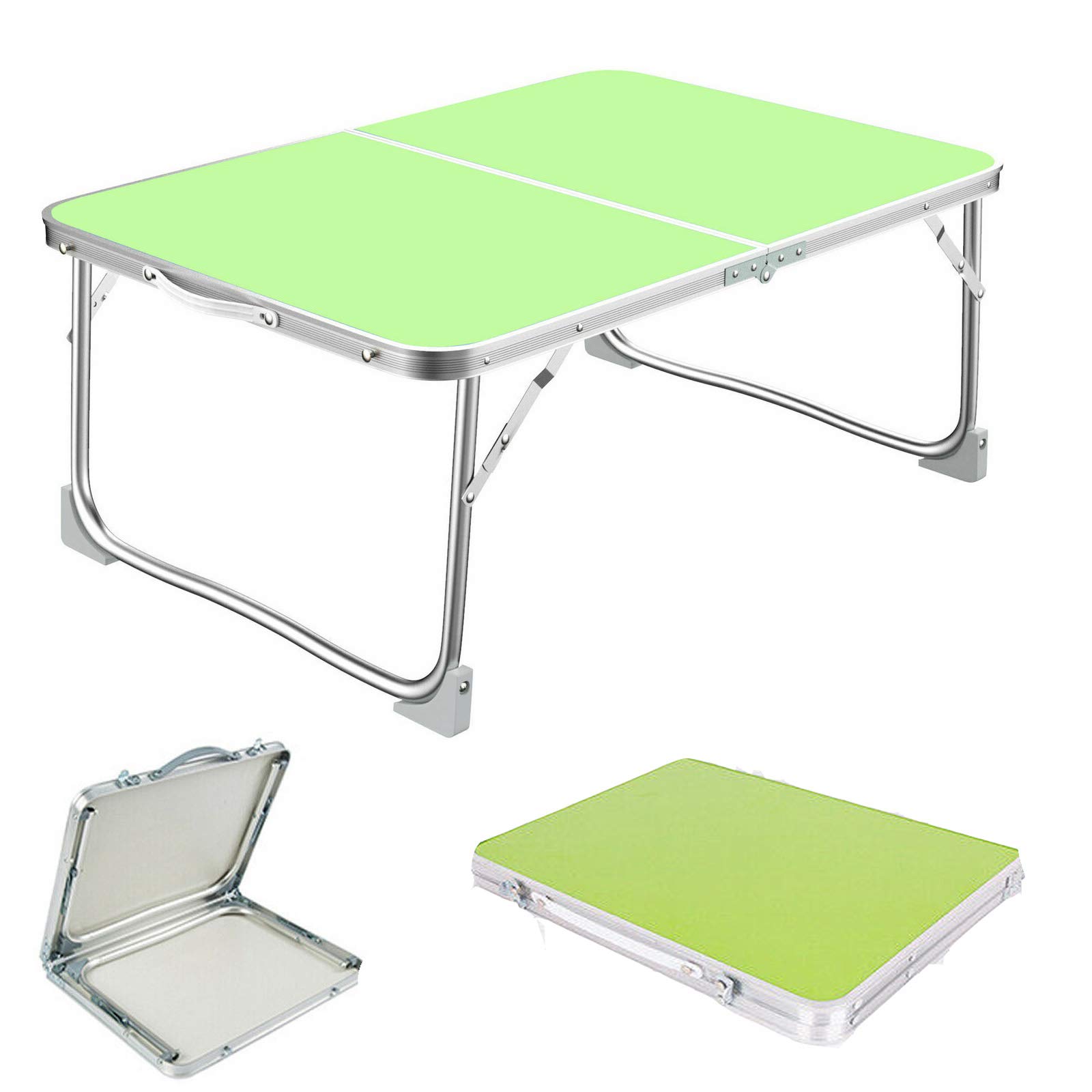 Camping Table Portable Picnic Table Lightweight Aluminum Folding Dining Table Foldable Garden Party BBQ Outdoor Camping Cooking 60x40x26cm,Green