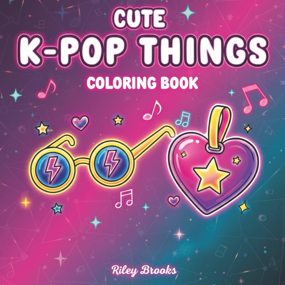 K-POP Props & Aesthetic Things Coloring Book for Kids, Teens, Girls, Adults & All Fans: Cute Lightsticks, Microphones, Merch Accessories & Kpop Stuff ... Sheets (K-Pop Merch & Props Coloring Series)