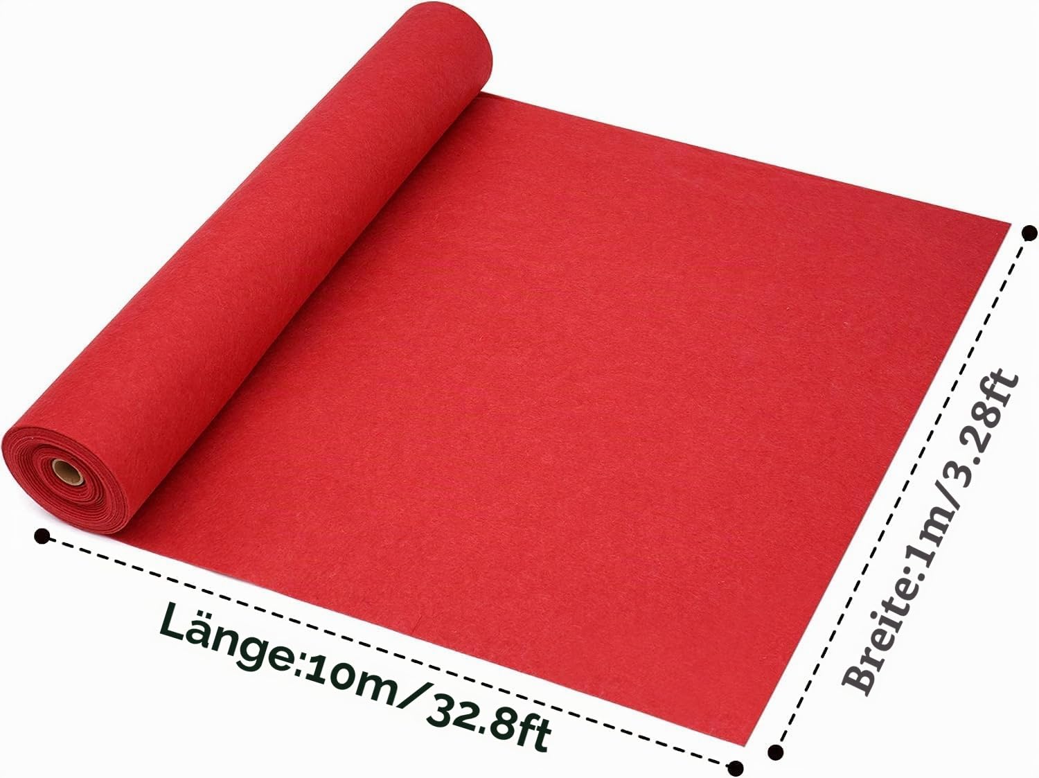 Nisorpa Roter Teppich Läufer Eventteppich Hochzeitsteppich 10m x 1m Lang VIP Event Rot Teppich Rutschfester Red Carpet Empfangsteppich