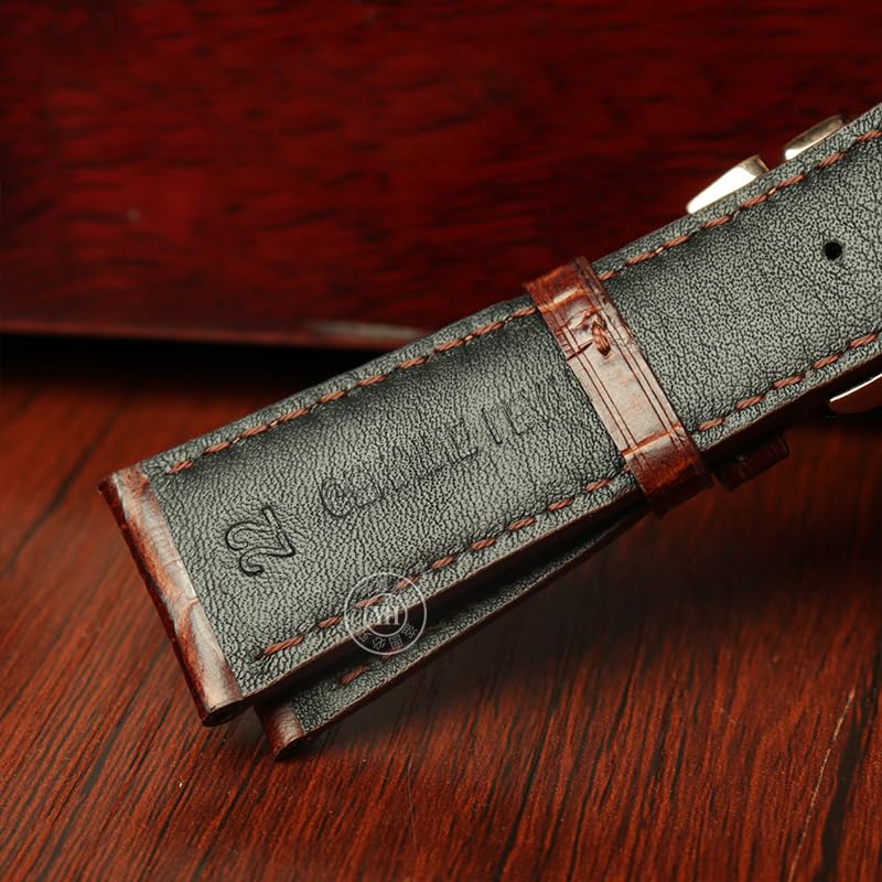 SCHIK Correa de reloj de cuero vacuno de 20 mm, 21 mm, 22 mm, repuesto para IWC Portugieser Porotfino Family PILOT'S Relojes Correa Hebilla plegable