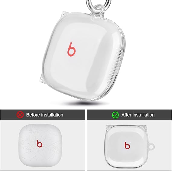 Filoto Compabitle with Beats Fit Pro Case Cover, Hard Case for Apple Beats Fit Pro 2021 Shockproof Protective Earbuds Case with Keychain Accessories for Men Women (Clear)