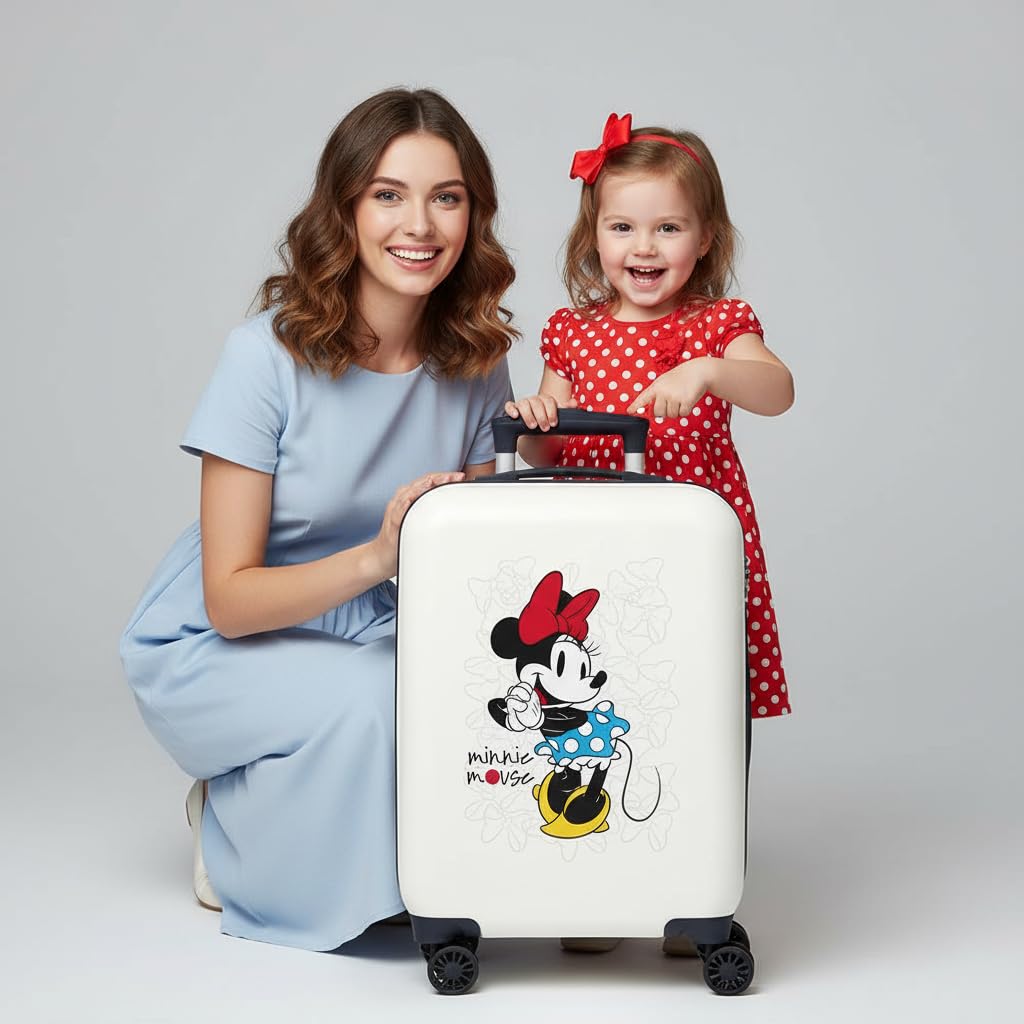 Joumma Disney Minnie Magic Walizka kabinowa biała 33 x 50 x 20 cm sztywne zapięcie szyfrowe ABS boczne zapięcie szyfrowe 28,4 kg 2 kg 4 koła podwójny bagaż ręczny, biała, walizka kabinowa