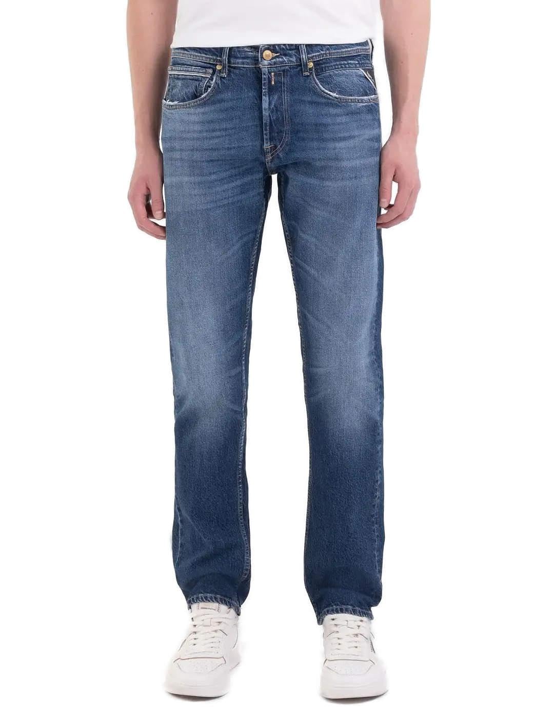 Replay men's jeans with stretch, blue (Medium Blue 009), 32W / 32L