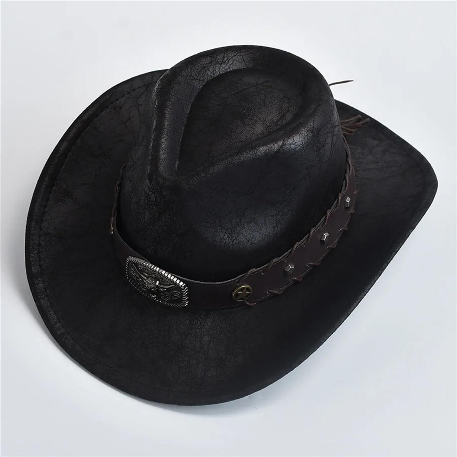 Cappello Cowboy Uomo Cappello da Cowboy Occidentale for Uomo Donna in Ecopelle Vintage Gentiluomo Cowgirl Costume Cappelli Jazz