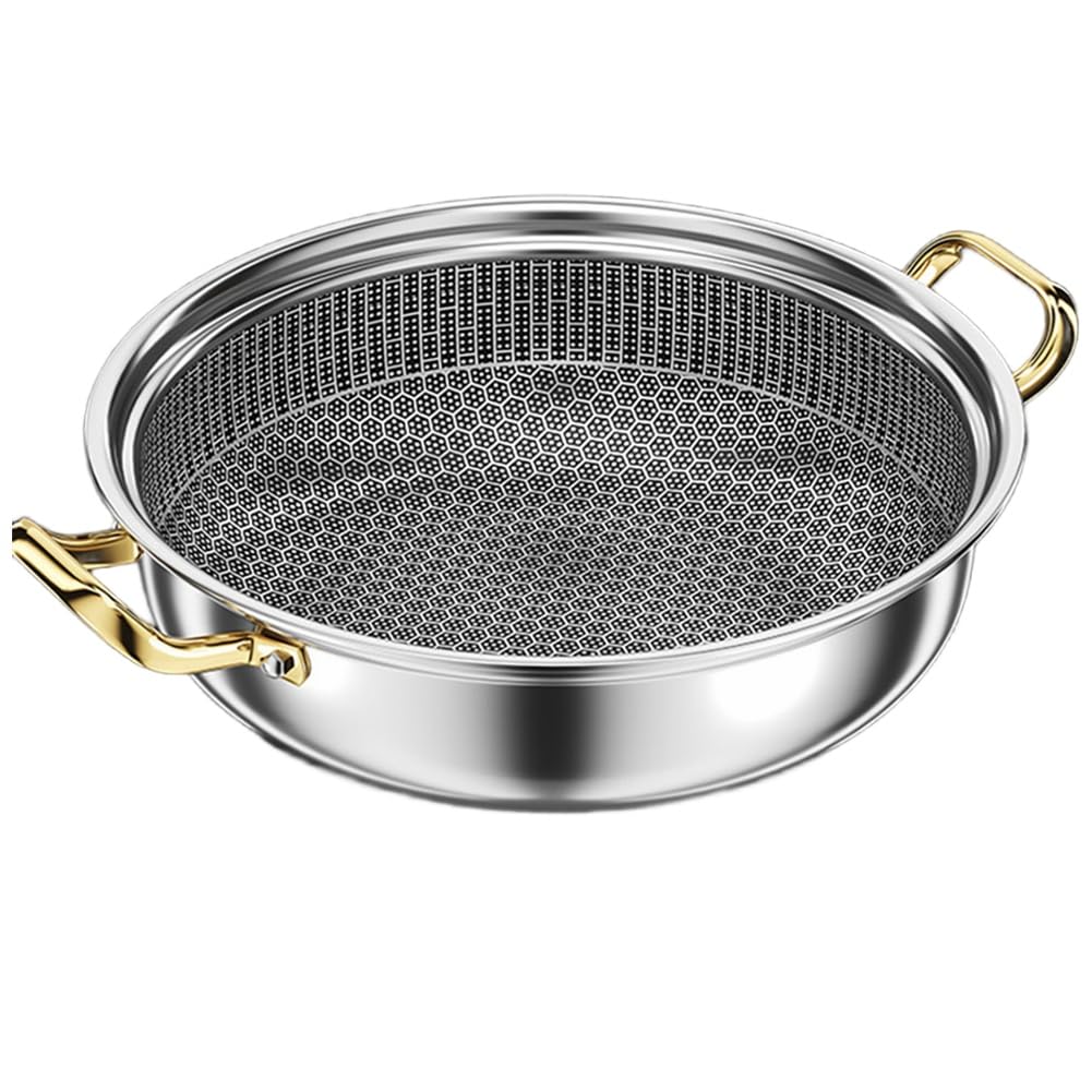 CTRLZS Stainless Steel Frying Pan Wok Soup Pot Non-Stick Induction Cooker Stove Home Kitchen Stew Honeycomb Cooking Equipment Cookware
