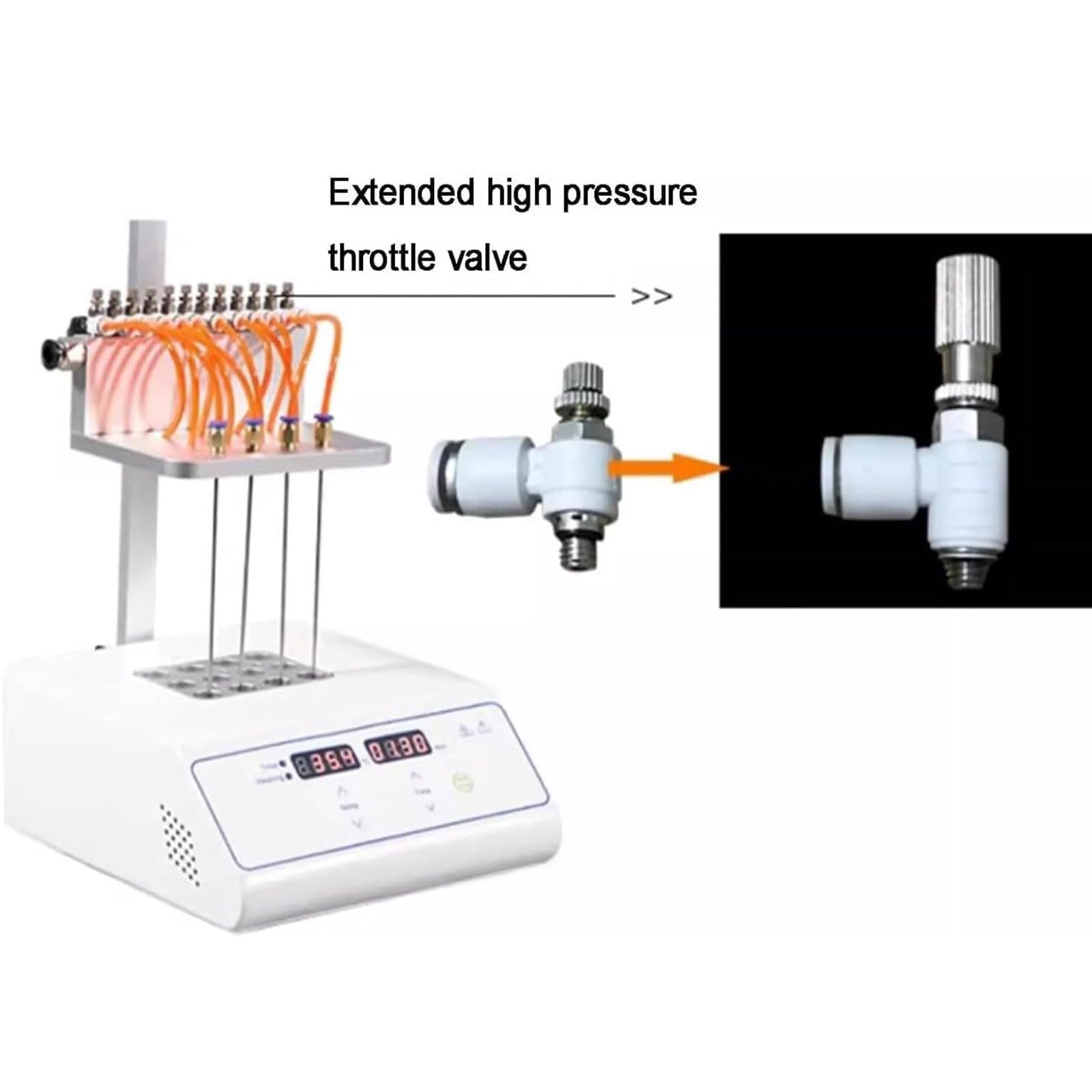 Concentrador de muestra de nitrógeno, altura ajustable, ajustes de tiempo y temperatura, evaporador de muestras de laboratorio de 12 agujeros, conector de cobre
