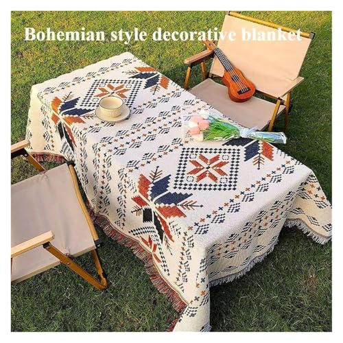 Couverture décorative style bohème en lin pour housse de canapé