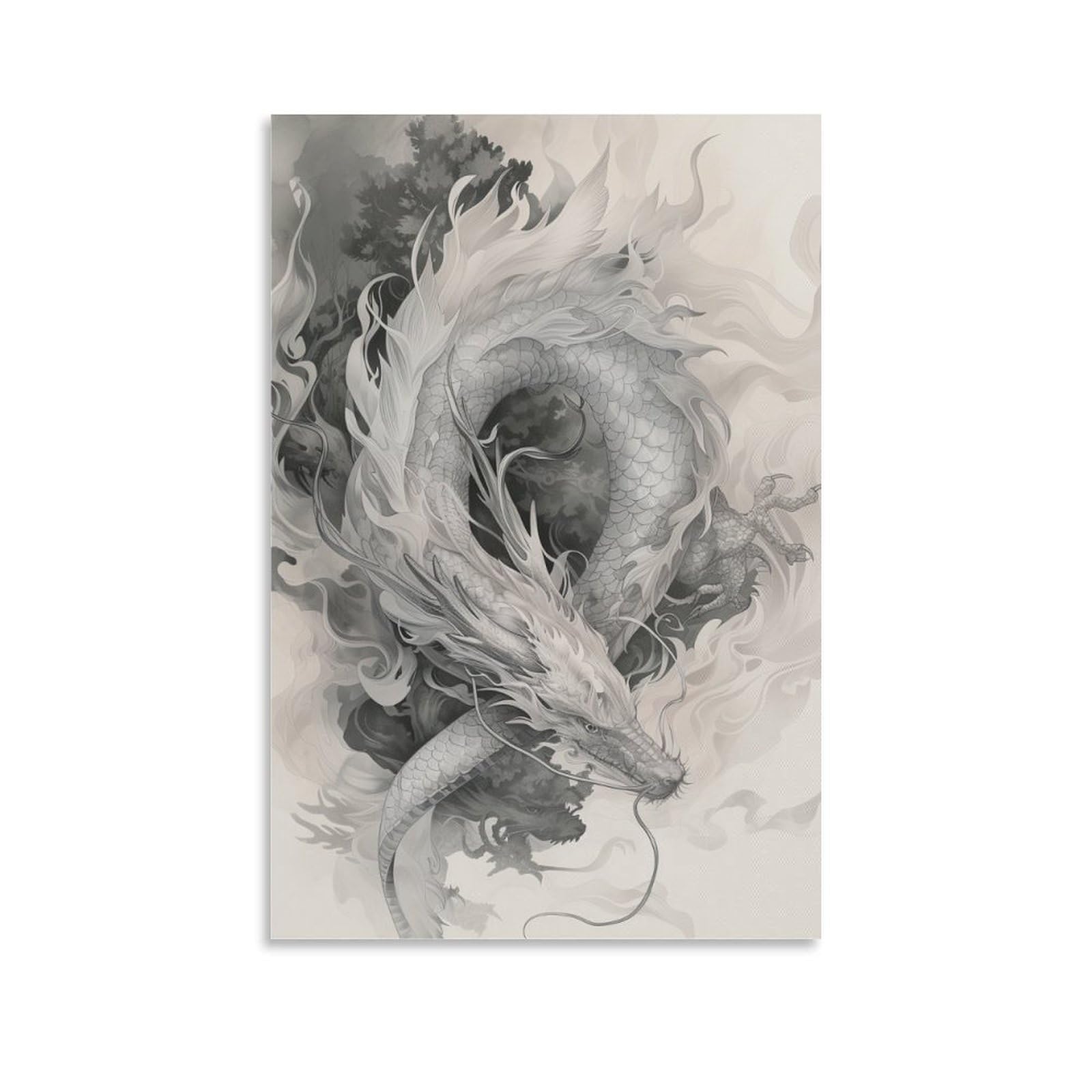 DHBANEIOK Dragon Art Canvas Prints of Modern Stretched Giclee Artwork Pictures Paintings on Canvas Wall Art for Bedroom Home Office Decorations 24x36inch(60x90cm)