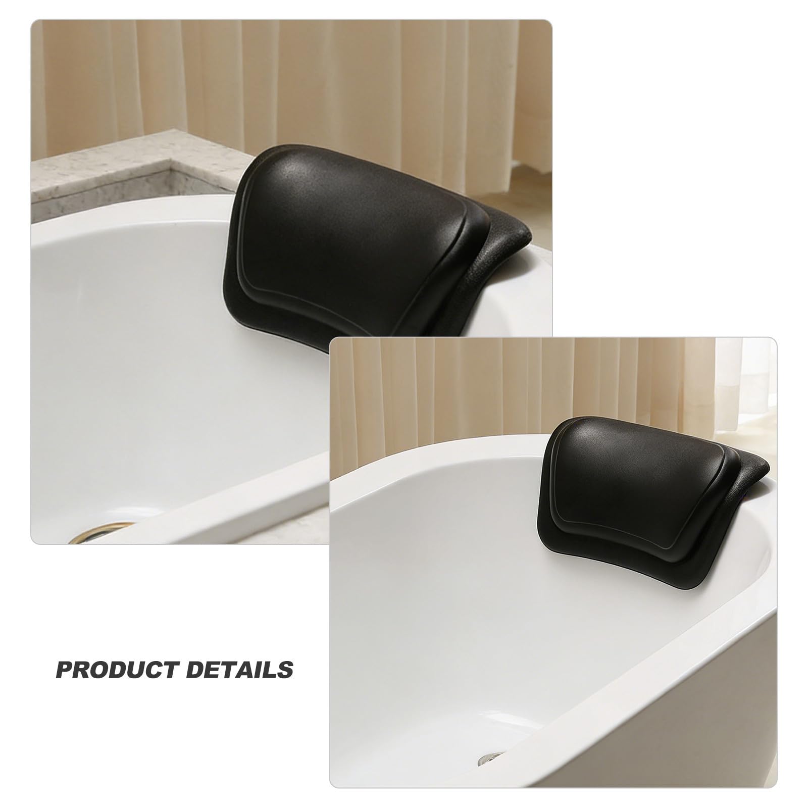 Healeved Cuscino da Bagno con Ventose in Pu, Poggiatesta Ergonomico Lavabile ad Asciugatura Rapida, per Spa e Home Spa