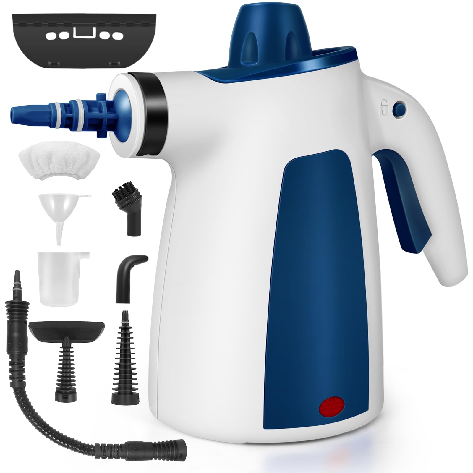 Pressurized Handheld Steam Cleaner with Safety Lock and 9 pcs Accessories, Multi-Surface Chemical-Free Steam Cleaner for Home, Steamer for Cleaning Grout, Floor, Furniture, Upholstery, Couch and Car