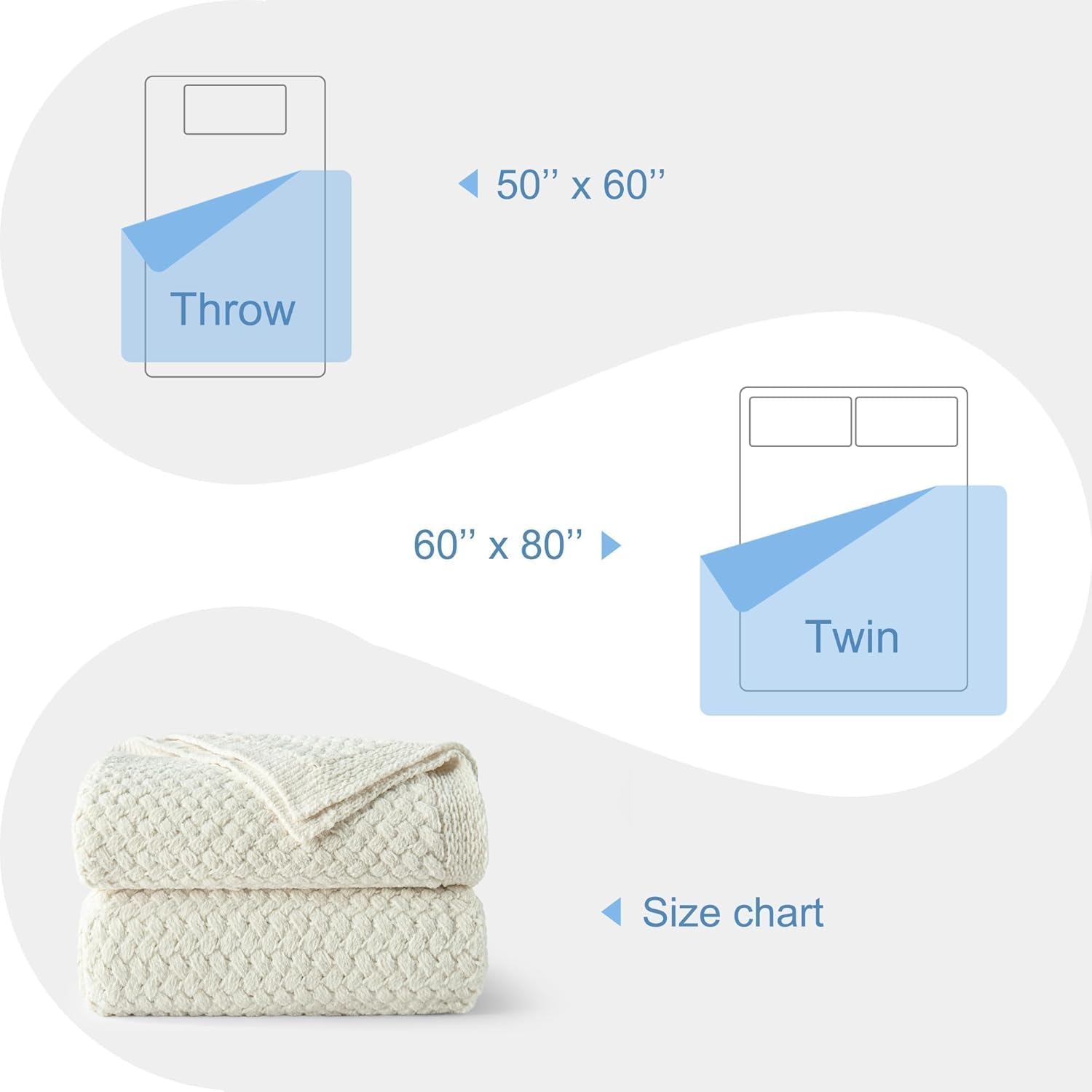 Whale Flotilla Chunky Knit Throw Blanket for Couch and Bed, Ivory Decorative Cozy Fleece Blanket, Reversible Soft Fuzzy Woven Throws, 50x60 Inch - Image 8