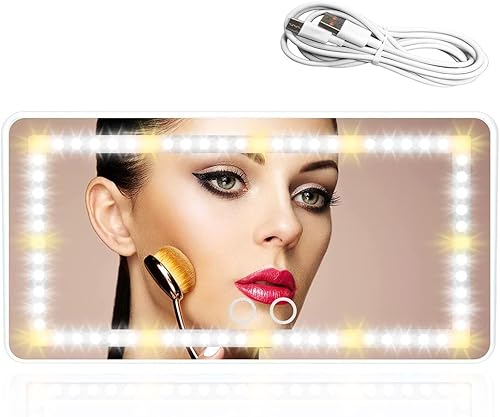 Miniatura 7 de Suvnie Espejo de tocador para visera solar para automóvil, espejo LED recargable con pantalla táctil regulable, espejo de maquillaje con 3 modos de